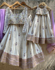 Ivory And Lavender Mirror Work Lehenga Set - mirror work lehenga