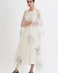 Ivory Aradhana Anarkali With Organza Dupatta - anarkali dress