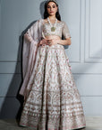 Ivory Blush Pink Floral Lehenga Set - floral lehenga