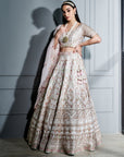 Ivory Blush Pink Floral Lehenga Set - floral lehenga