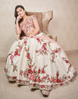 Ivory Floral Lehenga - floral lehenga set