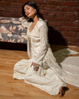 Ivory Gharara and Jacket Set - indian dress with jacket
