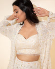 Ivory Gharara and Jacket Set - indian dress with jacket