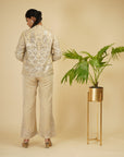 Ivory Gold Jacket And Pants With Bustier - indian wear for women