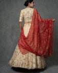 Ivory Gold & Rose Red Lehenga Set - ivory lehenga USA