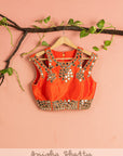 Ivory Lehenga With Orange Mirror Blouse Dupatta - ivory lehenga