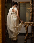 Ivory Organza And Gajji Silk Saree Set - silk saree