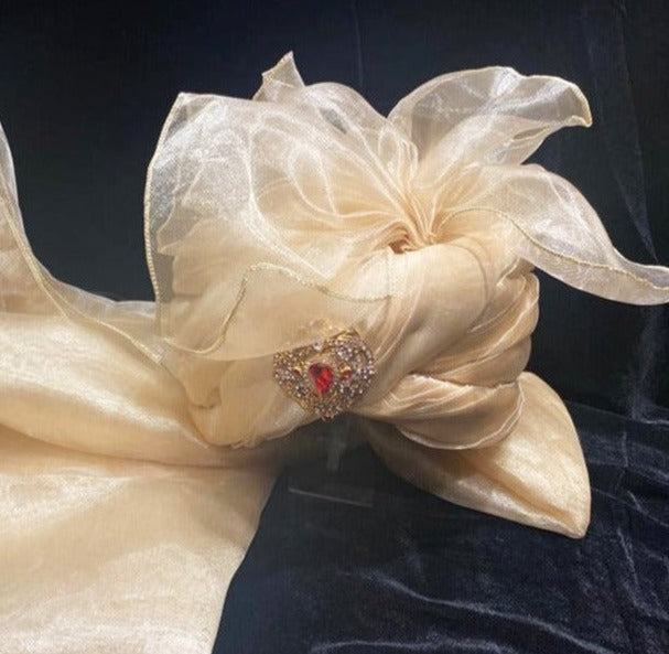Ivory Plain Organza Turban - turban