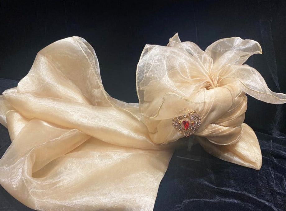 Ivory Plain Organza Turban - turban