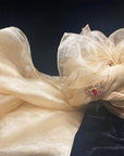 Ivory Plain Organza Turban - turban