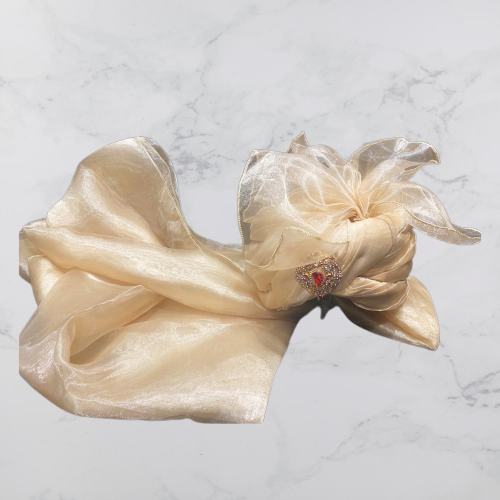 Ivory Plain Organza Turban - turban