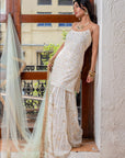 Ivory Sharara And Slip Kurta Set - indian attire for ladies