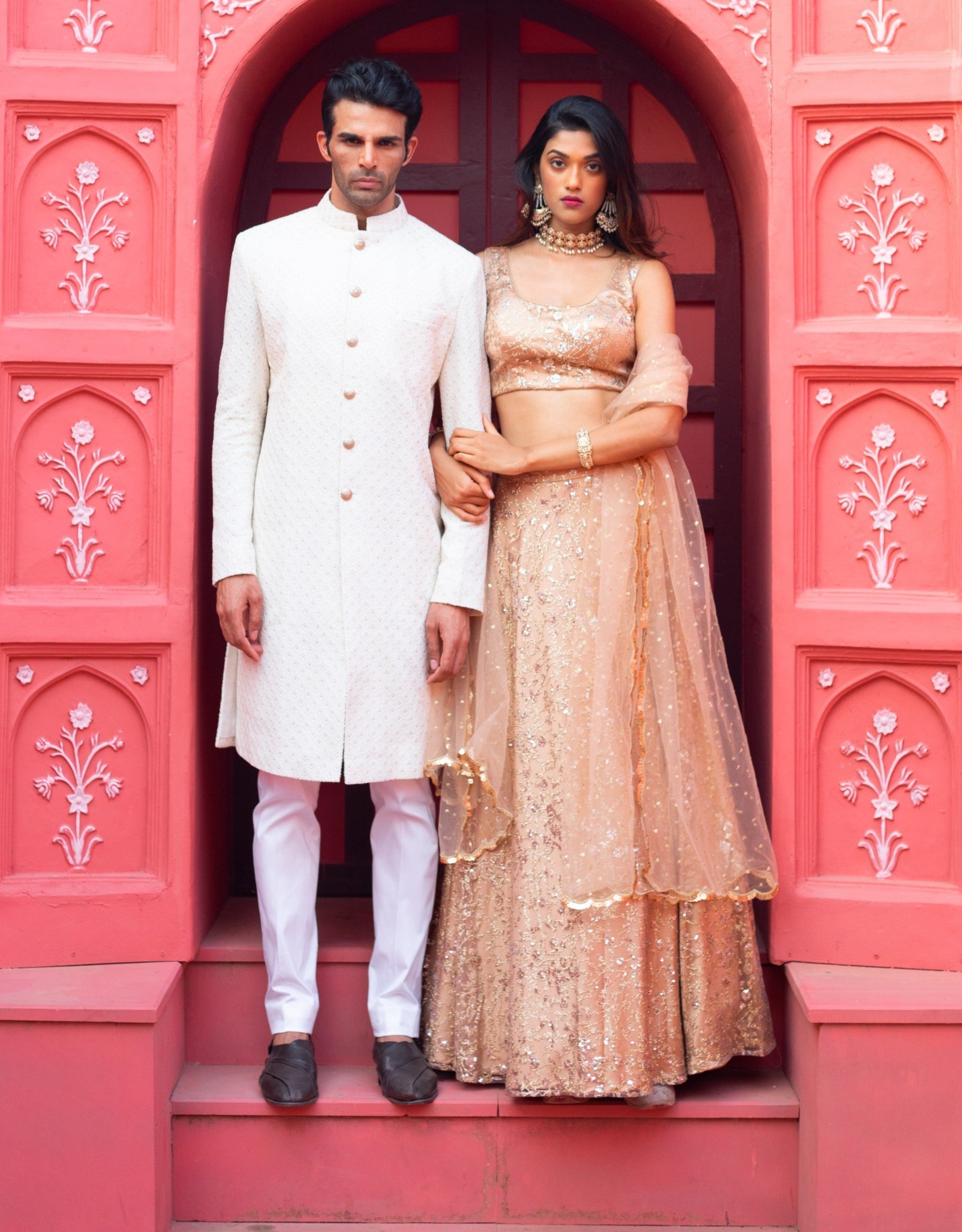 Ivory Sherwani with White Pants - sherwani USA