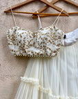 Ivory Tier Lehenga And Bustier Set - lehenga