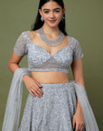 Kahkashan Grey Lehenga - indian designer lehenga