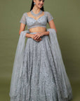 Kahkashan Grey Lehenga - indian designer lehenga