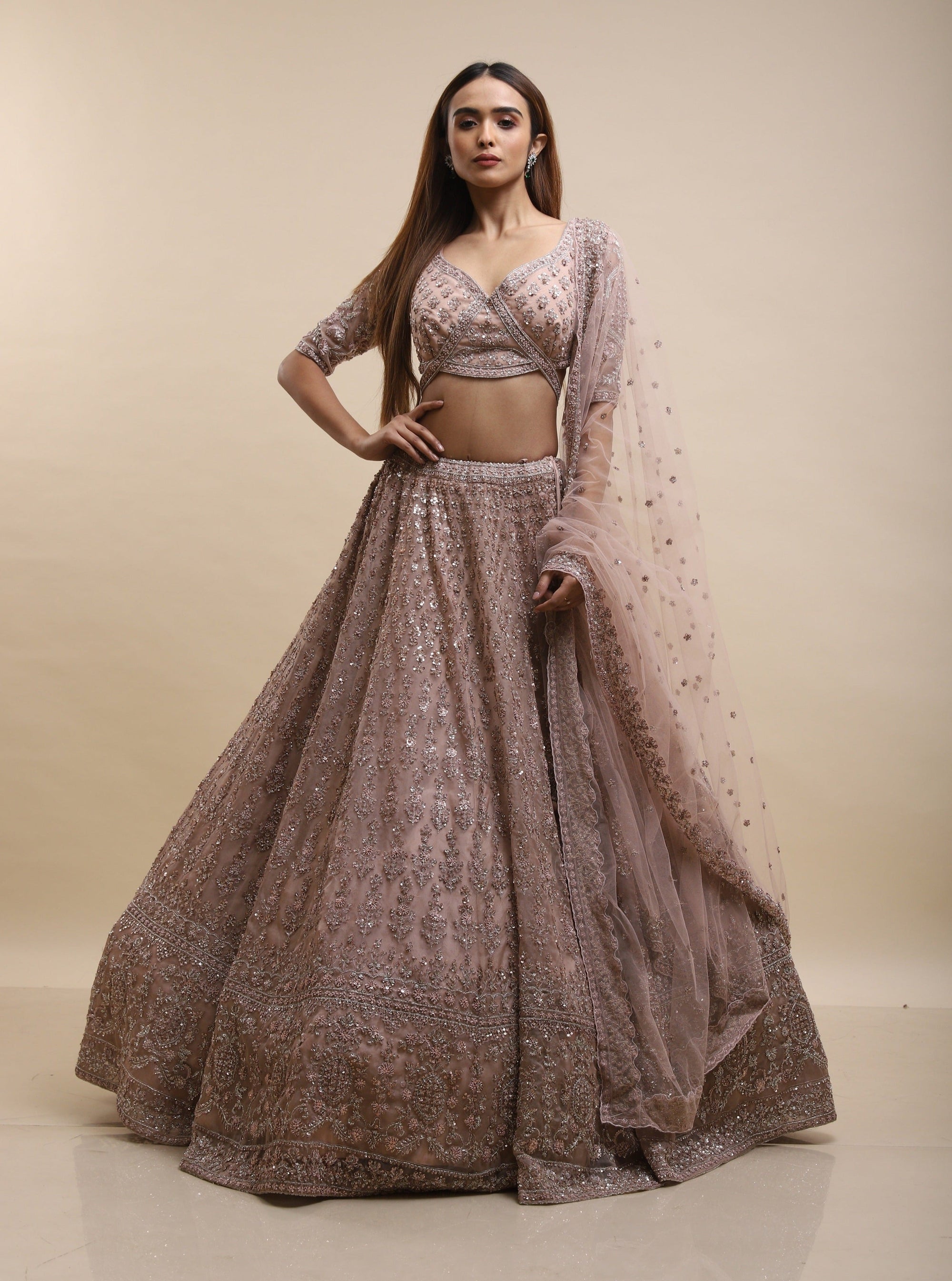 Kashish Dusy Peach Lehenga Set - embroidered lehenga