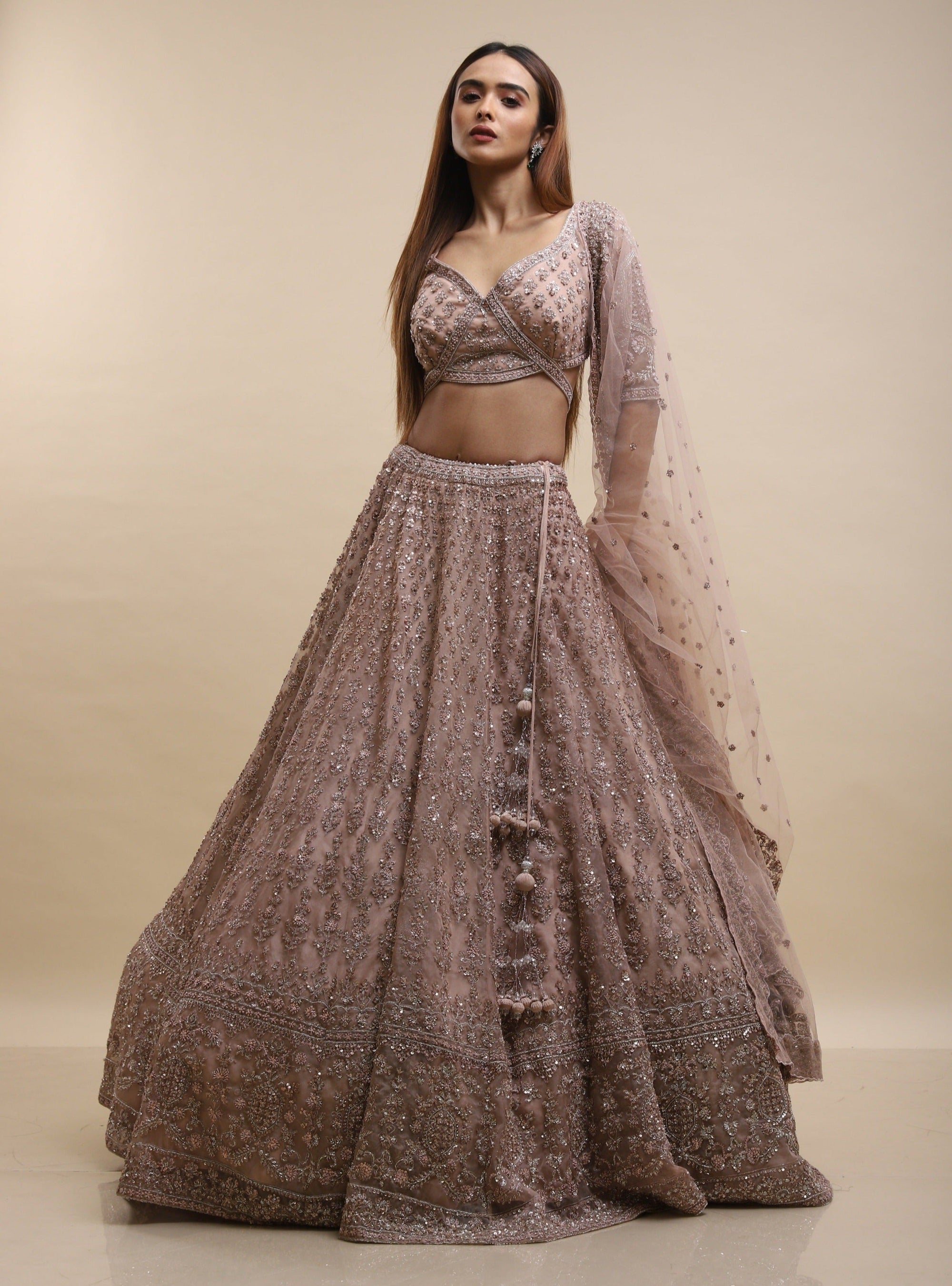 Kashish Dusy Peach Lehenga Set - embroidered lehenga