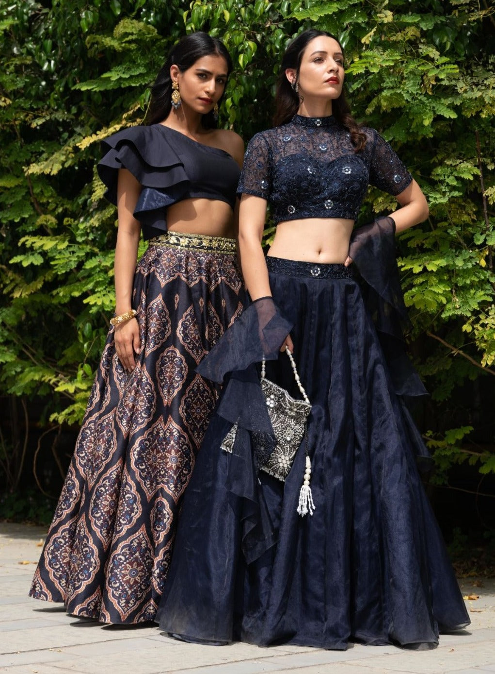 Keya Printed Lehenga Set - black lehenga