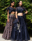 Keya Printed Lehenga Set - black lehenga