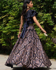Keya Printed Lehenga Set - black lehenga