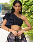 Keya Printed Lehenga Set - black lehenga