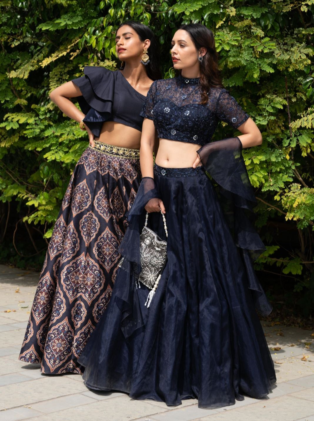 Keya Printed Lehenga Set - black lehenga