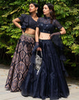 Keya Printed Lehenga Set - black lehenga