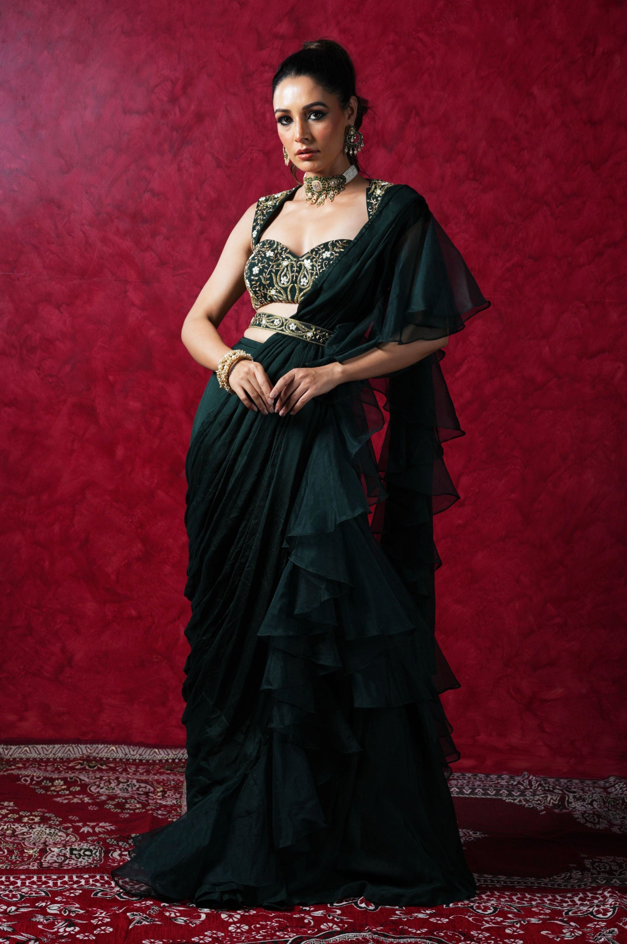 Lara Ruffled Saree - ruffle saree