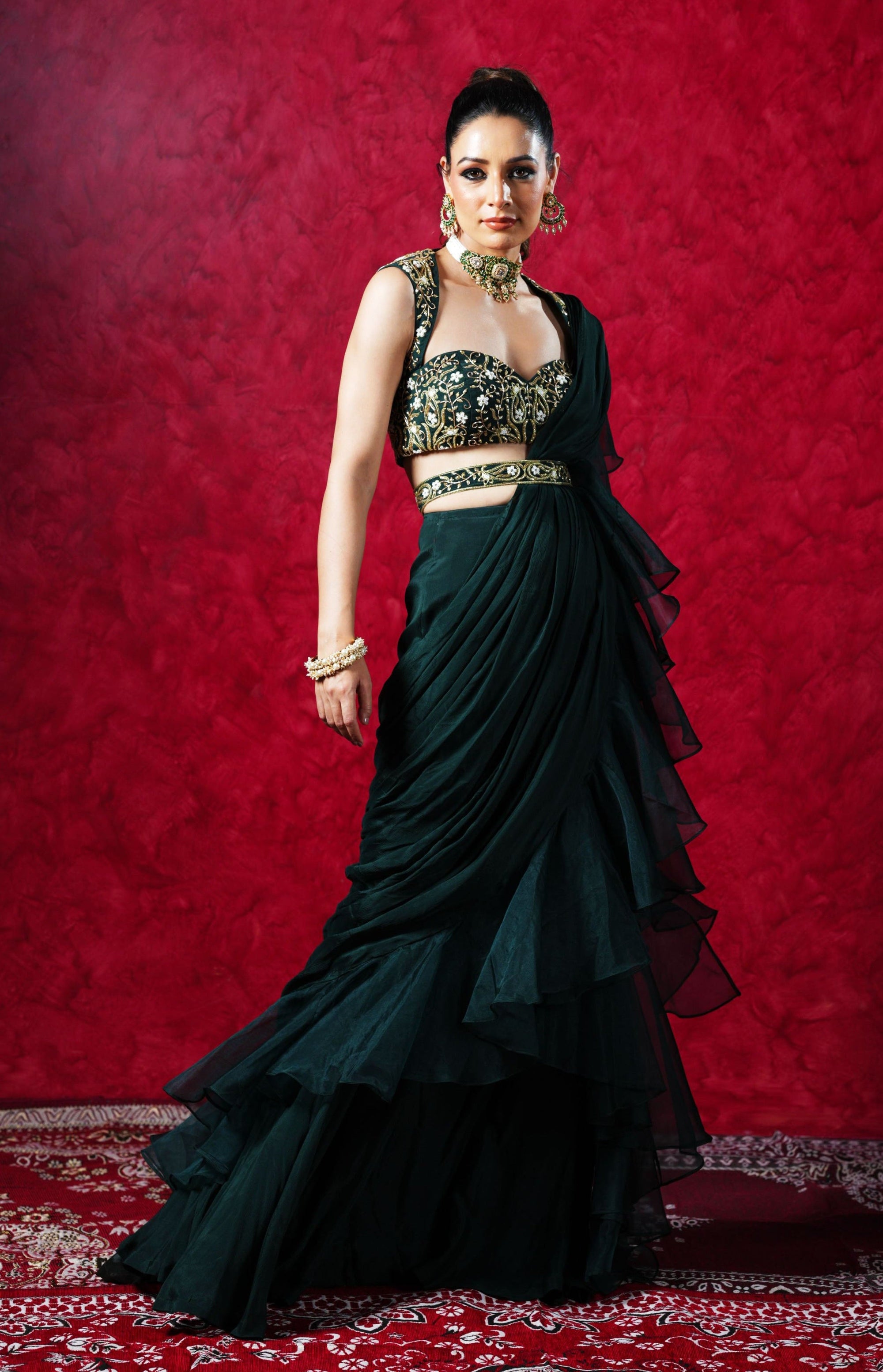 Lara Ruffled Saree - ruffle saree