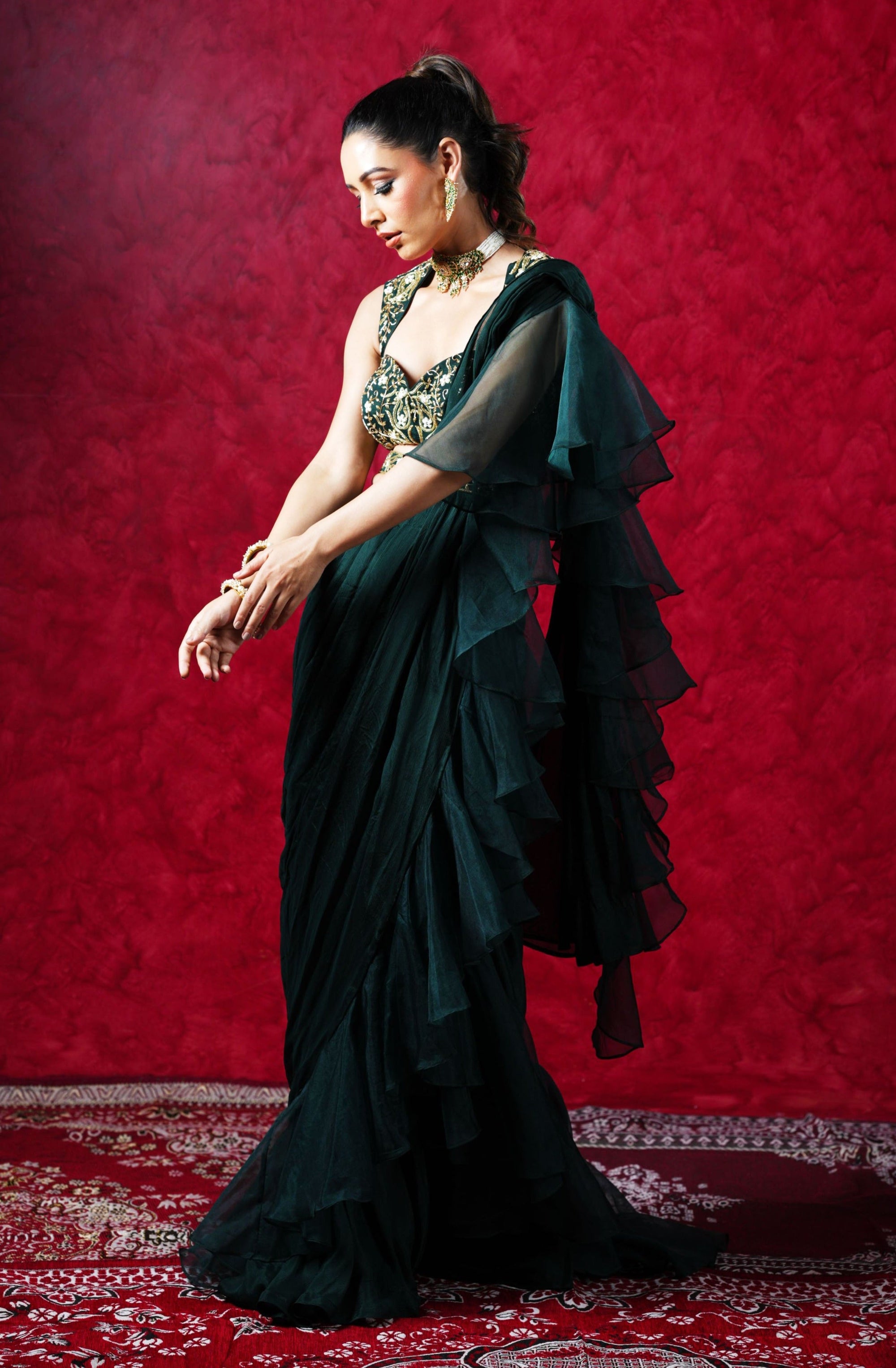 Lara Ruffled Saree - ruffle saree