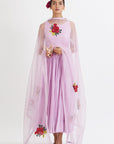 Lavender Anarkali With Kesar Dupatta - anarkali dress
