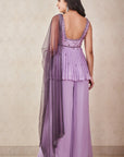 Lavender And Ash Grey Peplum Set - indian outfit for ladies