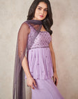 Lavender And Ash Grey Peplum Set - indian outfit for ladies