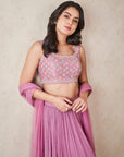 Lavender Tiered Skirt Set - indian wear for ladies