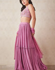 Lavender Tiered Skirt Set - indian wear for ladies