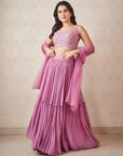 Lavender Tiered Skirt Set - indian wear for ladies