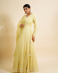 Lemon Yellow Anarkali With Dupatta - yellow anarkali