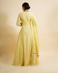 Lemon Yellow Anarkali With Dupatta - yellow anarkali