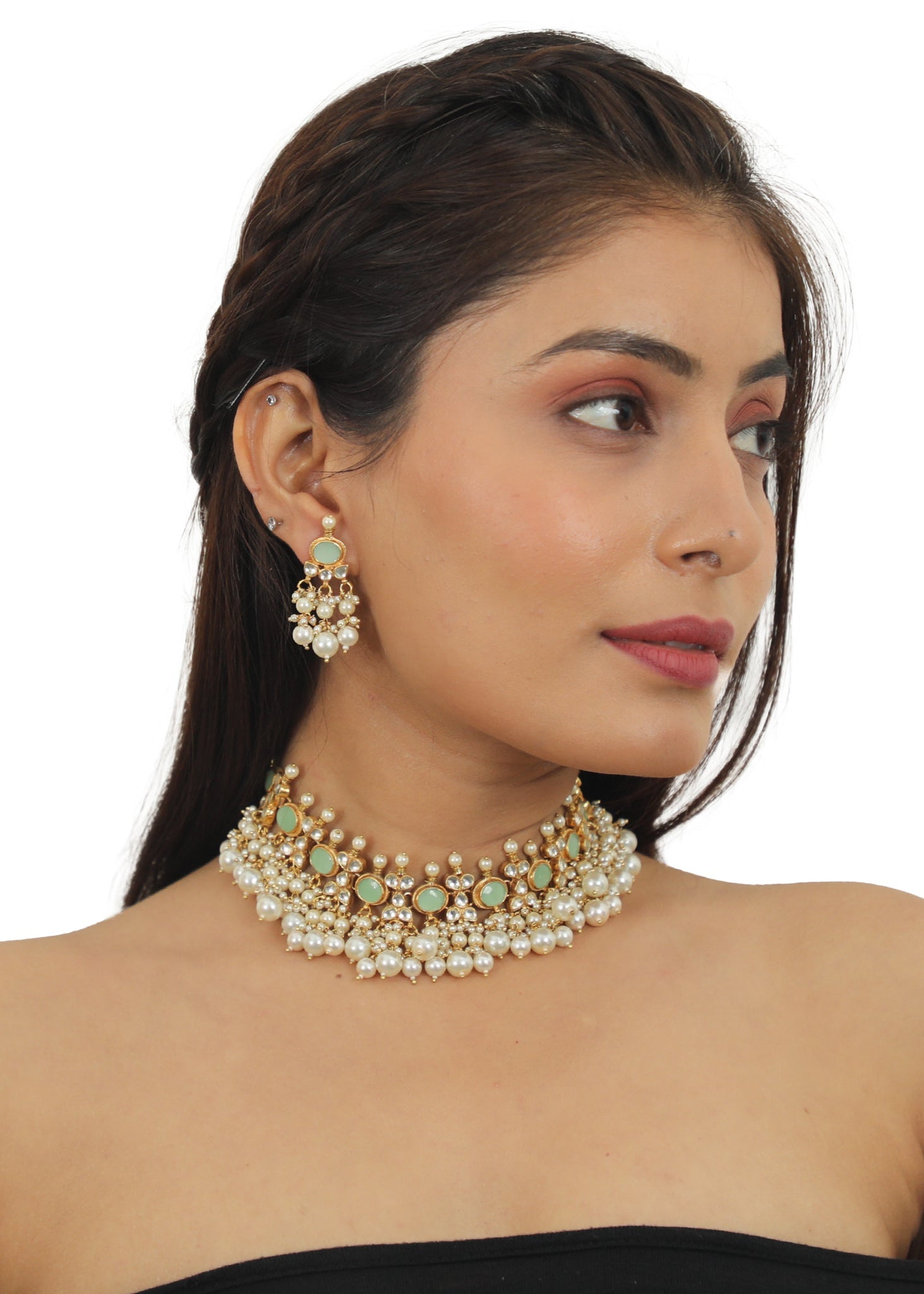 Light Green Choker Set - indian jewelry set