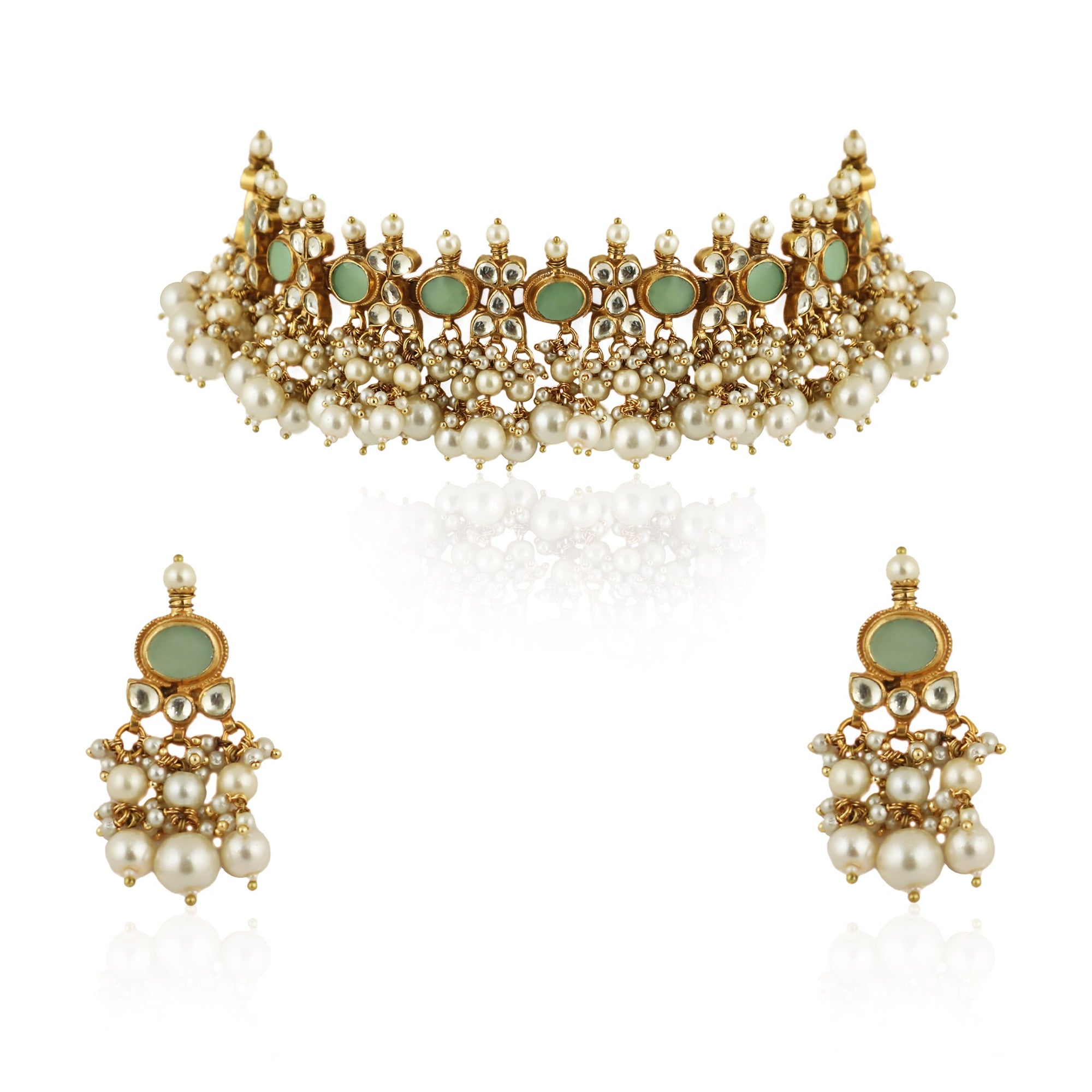 Light Green Choker Set - indian jewelry set