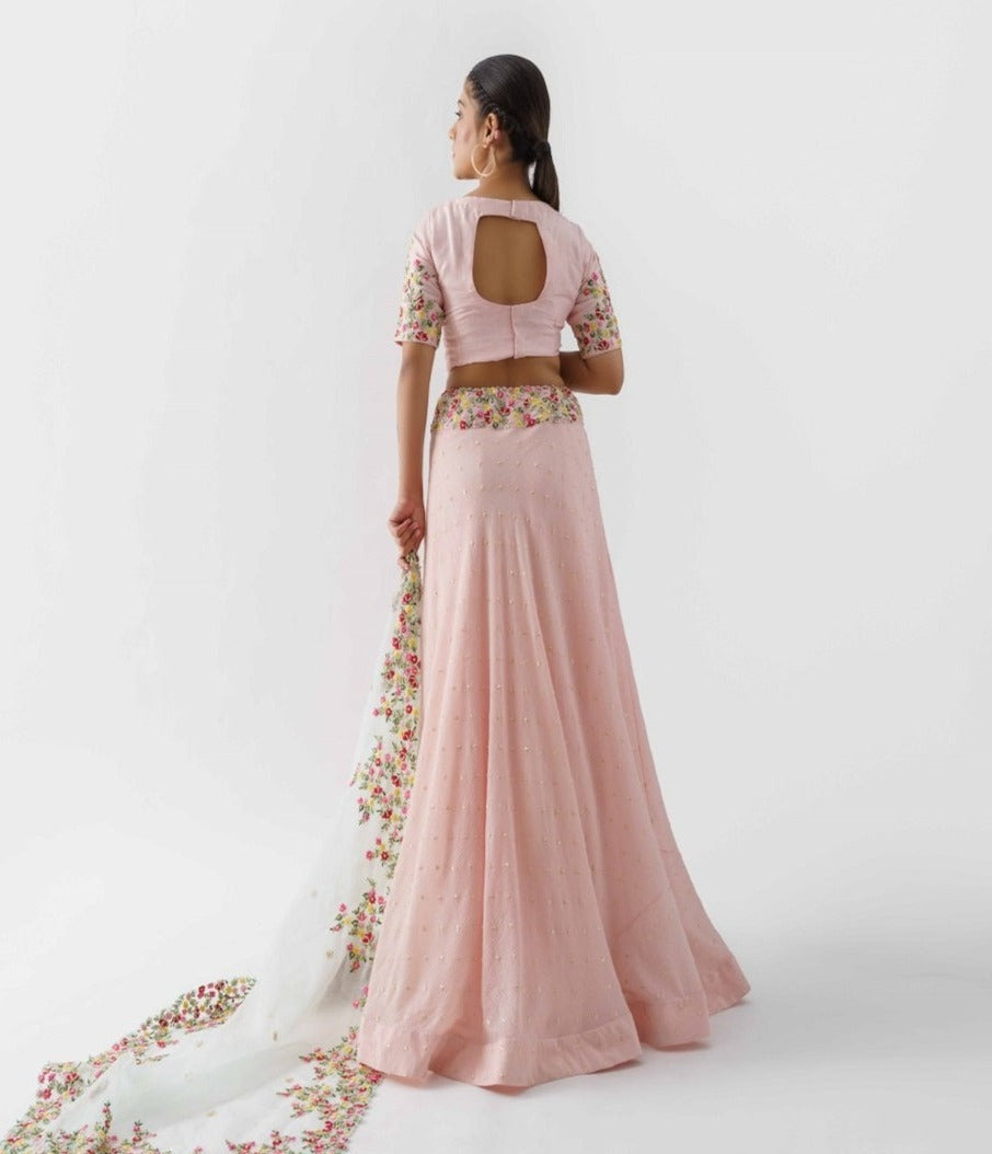 Light Pink Embroidered Lehenga Set - embroidered lehenga