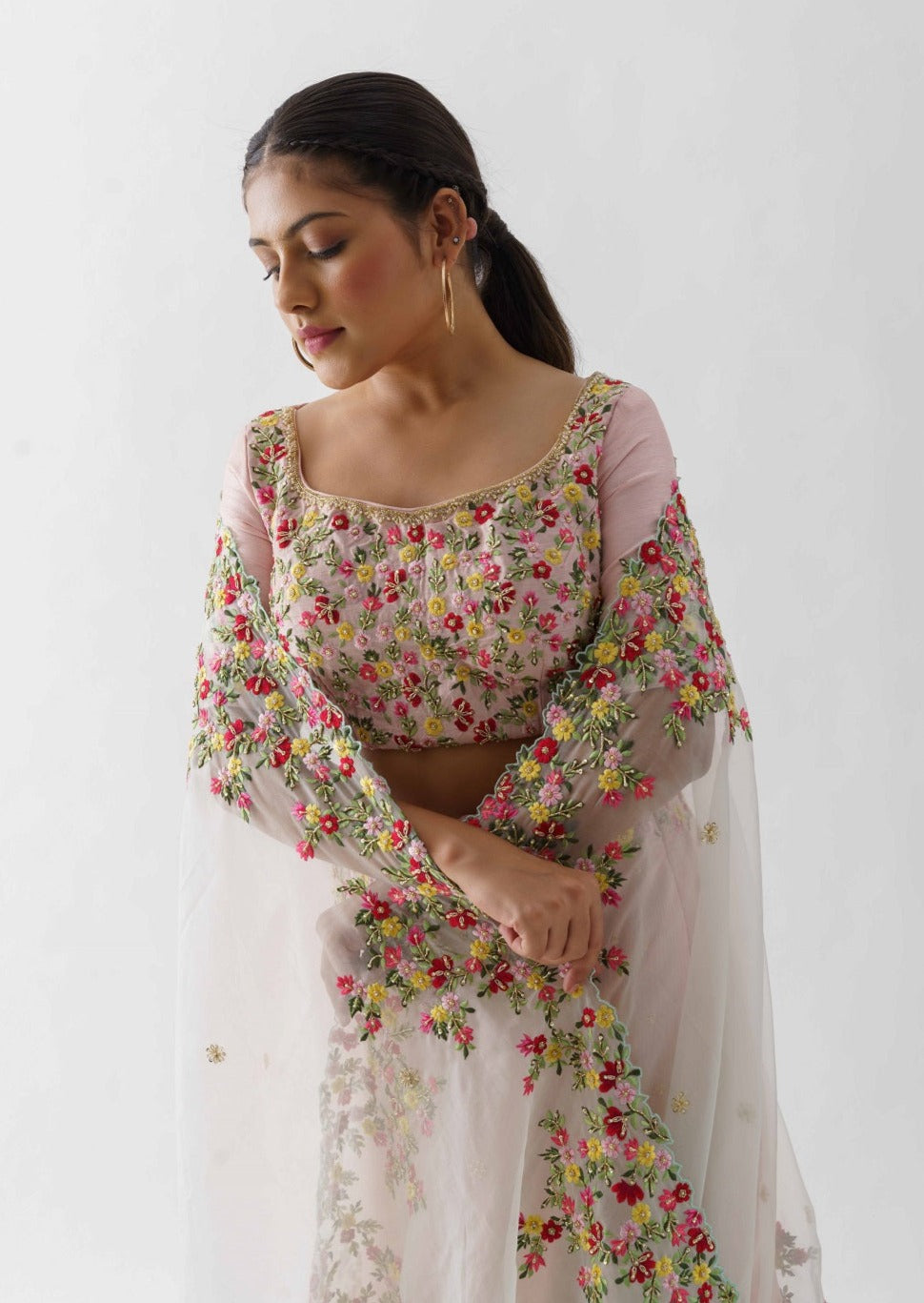 Light Pink Embroidered Lehenga Set - embroidered lehenga