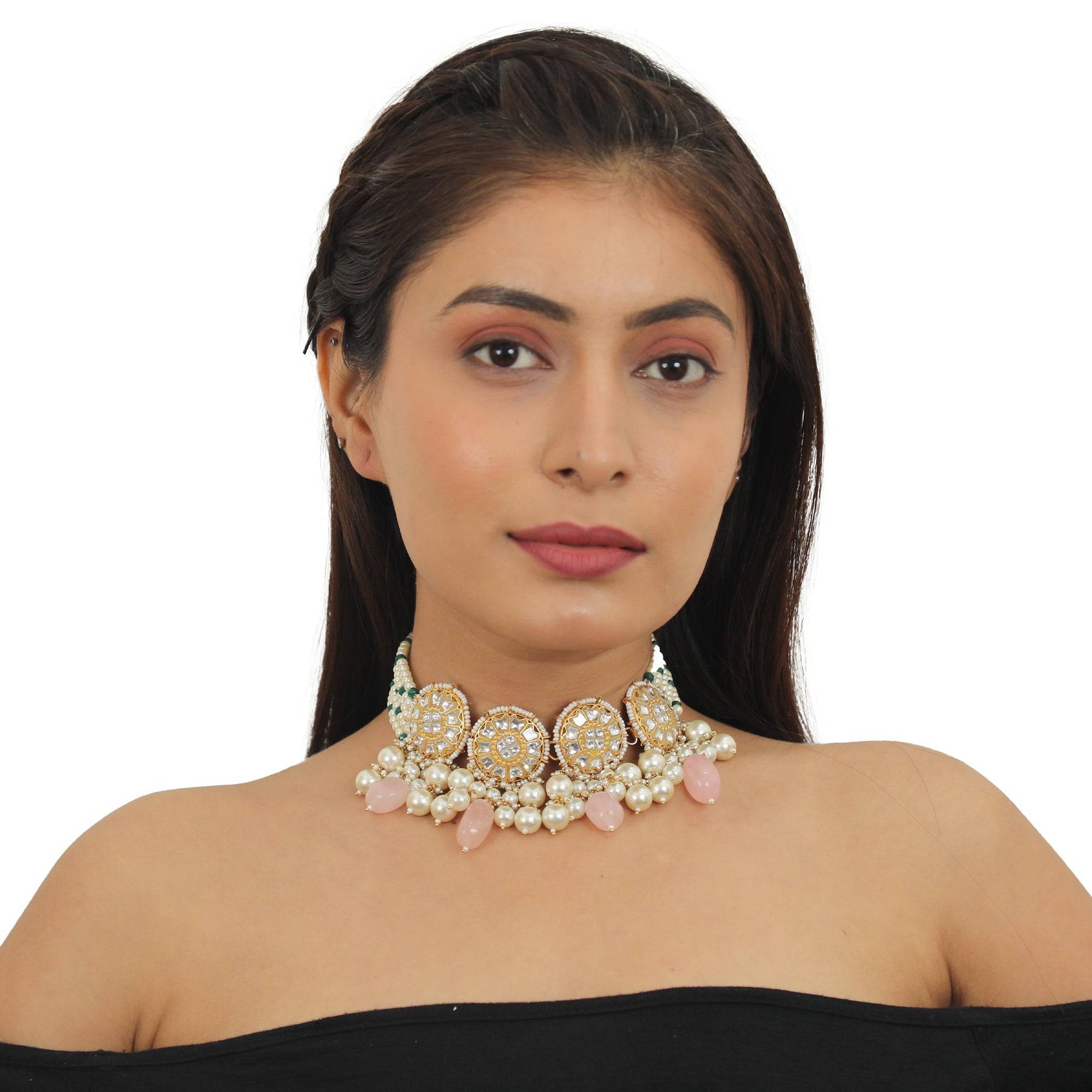 Light Pink Necklace Set - indian jewelry set