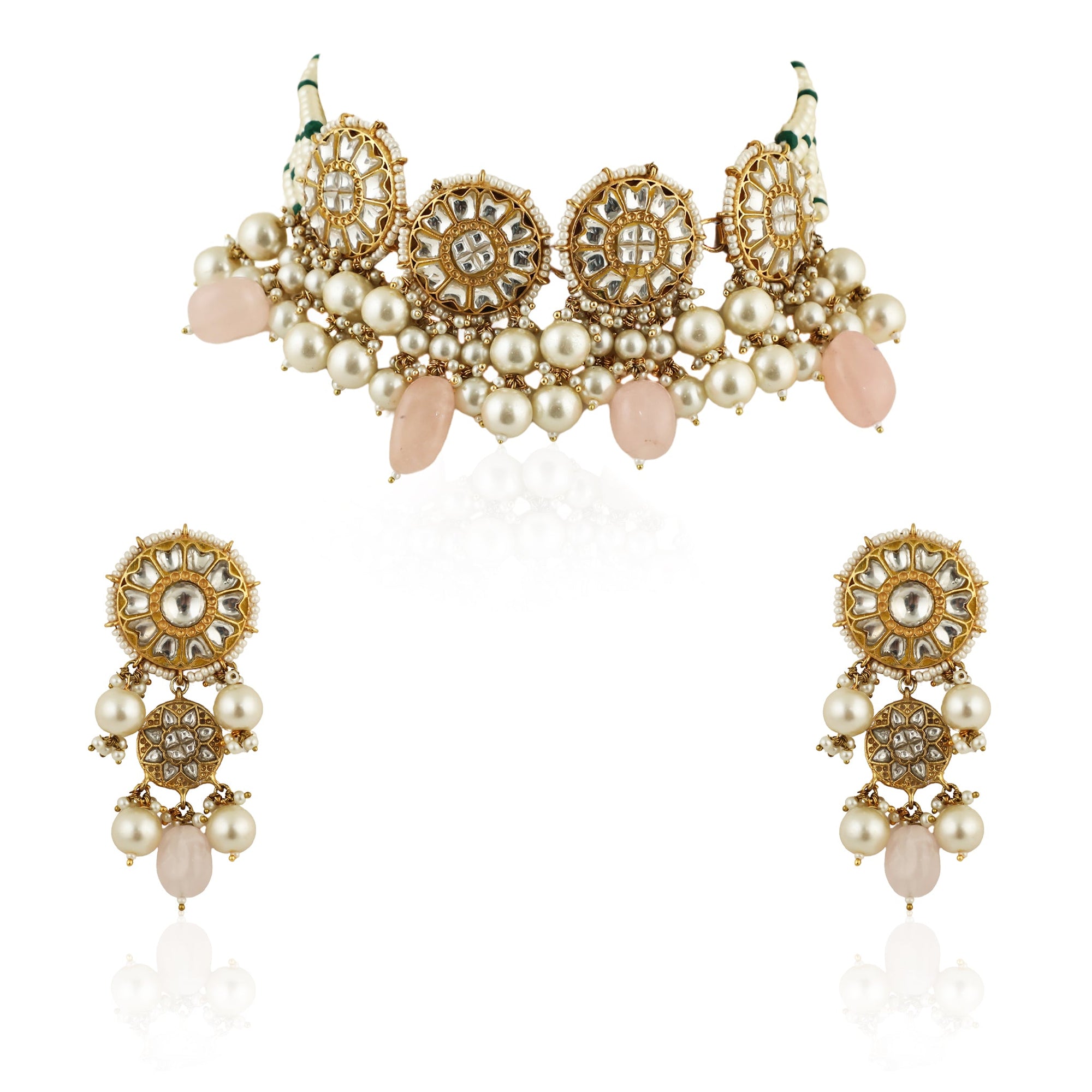 Light Pink Necklace Set - indian jewelry set