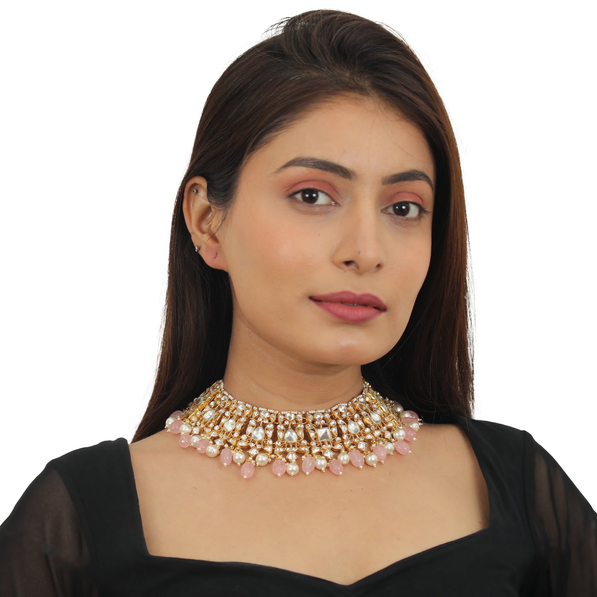 Light Pink White Necklace Set - necklace set