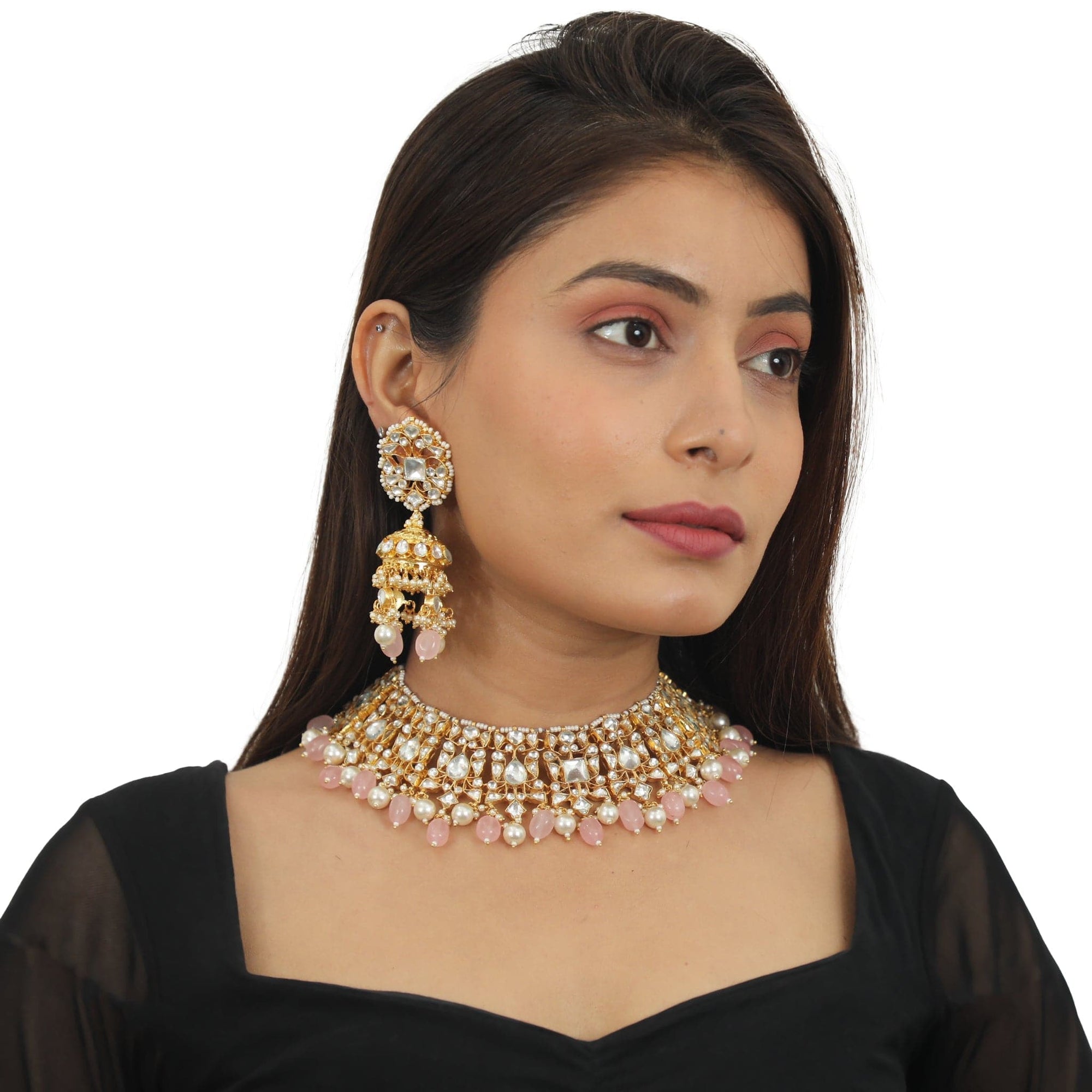 Light Pink White Necklace Set - necklace set