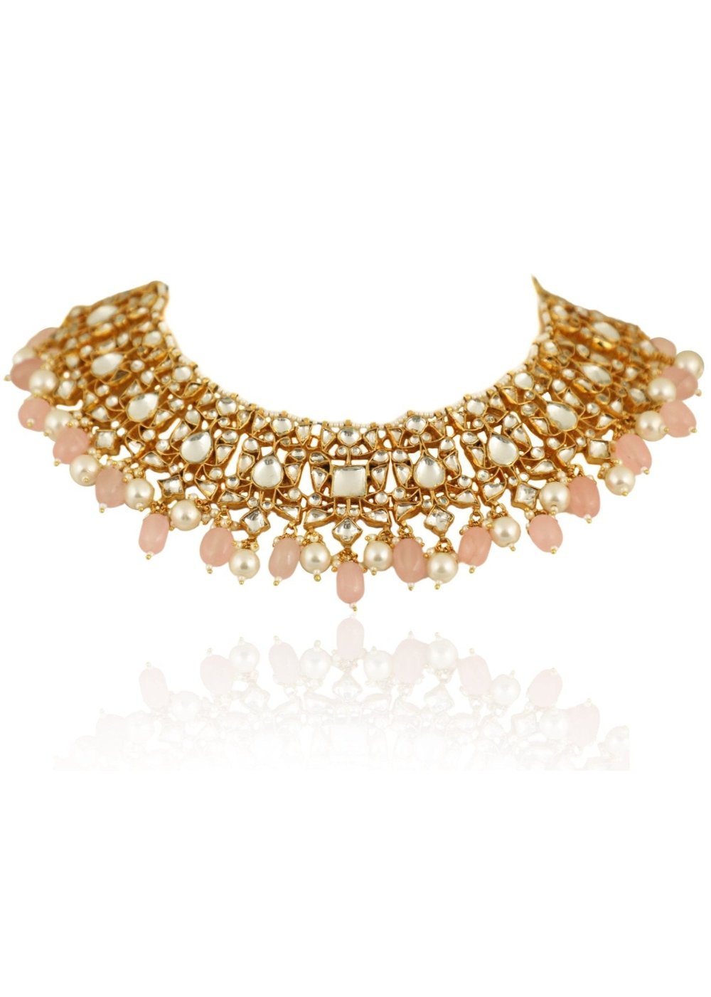 Light Pink White Necklace Set - necklace set