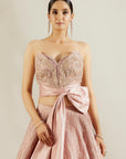 Lilac Corset Bow Blouse With Skirt - indian attire for women