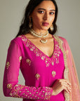 Magenta Kurta Pants Set - indian ethnic attire for women
